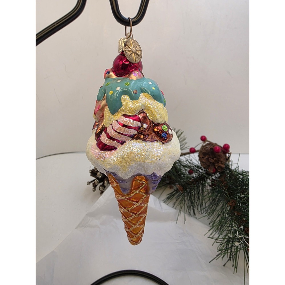 Christopher Radko Ice Cream Delight 2000 6" Glass Ornament 00-101-0 Charm Poland